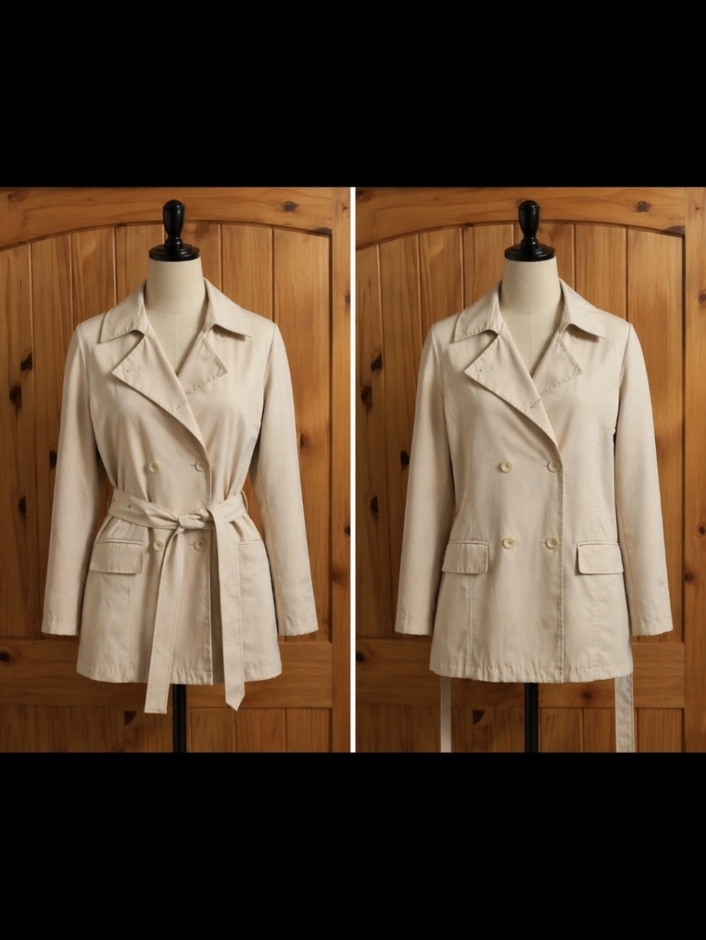 New York & Company Beige Double-Breasted Trench Coat With Belt